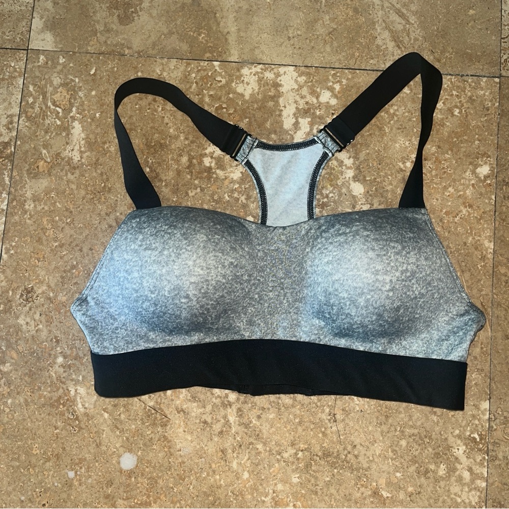 PINK Victoria's Secret Gray and Black Sports Bra with Racerback